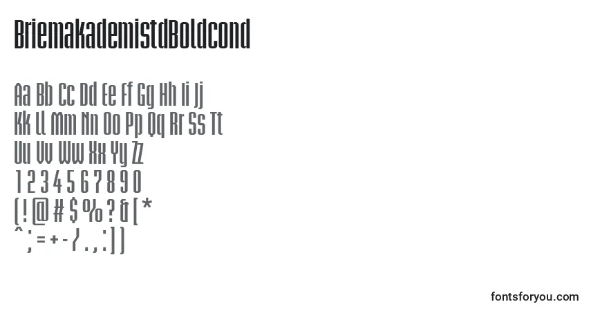 Шрифт BriemakademistdBoldcond – алфавит, цифры, специальные символы
