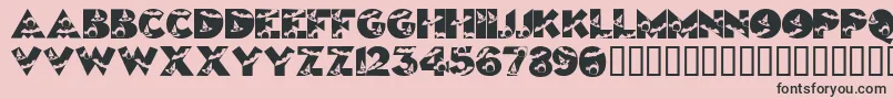 Halloweenkiddyfont-Schriftart – Schwarze Schriften auf rosa Hintergrund