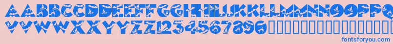 フォントHalloweenkiddyfont – ピンクの背景に青い文字