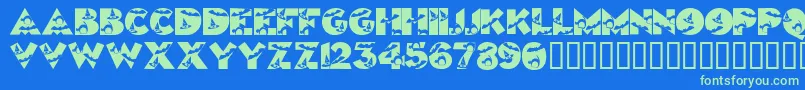 Halloweenkiddyfont Font – Green Fonts on Blue Background