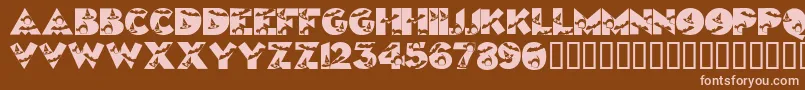 Weitere Informationen zur Halloweenkiddyfont-Schriftart Halloweenkiddyfont-Schriftart – Rosa Schriften auf braunem Hintergrund