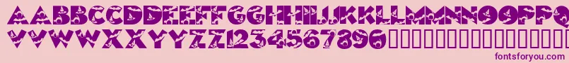 Halloweenkiddyfont-Schriftart – Violette Schriften auf rosa Hintergrund