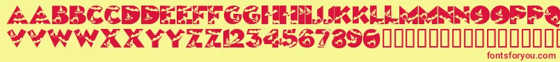 Halloweenkiddyfont Font – Red Fonts on Yellow Background