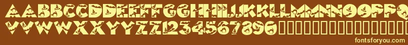 Halloweenkiddyfont Font – Yellow Fonts on Brown Background