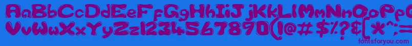 Gfscus1d-Schriftart – Violette Schriften auf blauem Hintergrund