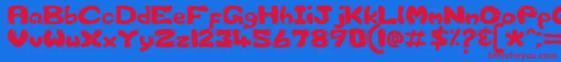 Gfscus1d-Schriftart – Rote Schriften auf blauem Hintergrund