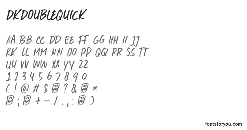 A fonte DkDoubleQuick – alfabeto, números, caracteres especiais