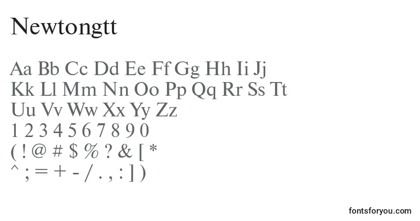 Czcionka Newtongtt – alfabet, cyfry, specjalne znaki