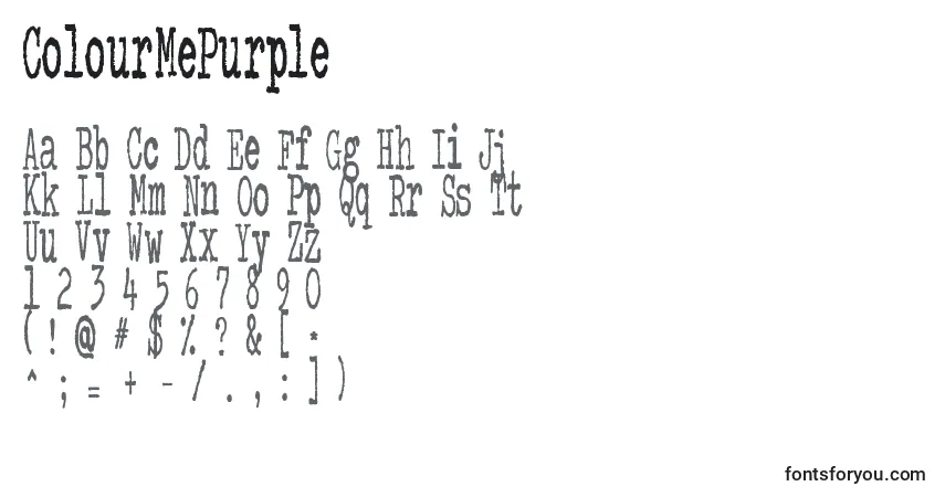 ColourMePurple-fontti – aakkoset, numerot, erikoismerkit