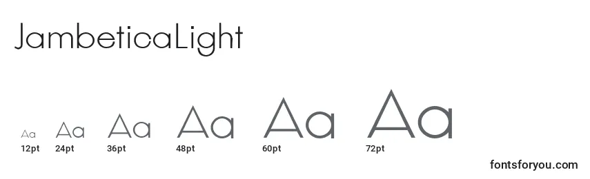 Размеры шрифта JambeticaLight