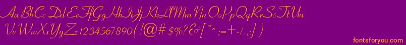 CyrillicribbonMedium Font – Orange Fonts on Purple Background