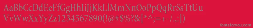 フォントMinionproCnsubh – 赤い背景に灰色の文字