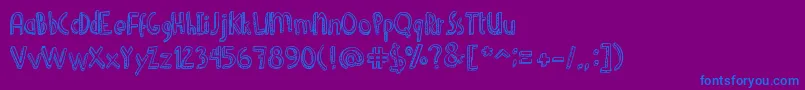 DenneShuffleEuroHollow-fontti – siniset fontit violetilla taustalla