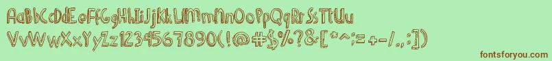 DenneShuffleEuroHollow Font – Brown Fonts on Green Background