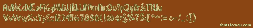 DenneShuffleEuroHollow Font – Green Fonts on Brown Background