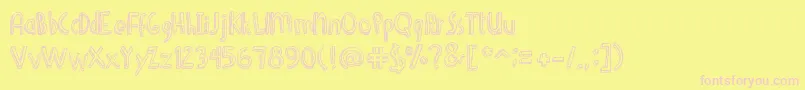 DenneShuffleEuroHollow-fontti – vaaleanpunaiset fontit keltaisella taustalla