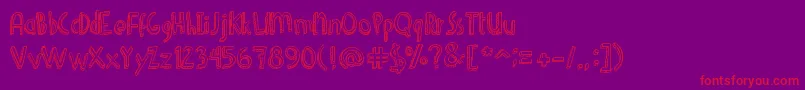 DenneShuffleEuroHollow Font – Red Fonts on Purple Background