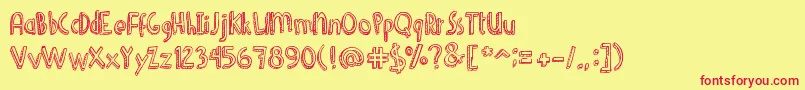 DenneShuffleEuroHollow Font – Red Fonts on Yellow Background