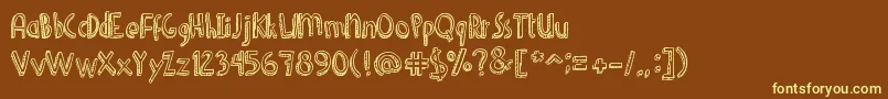 DenneShuffleEuroHollow-fontti – keltaiset fontit ruskealla taustalla