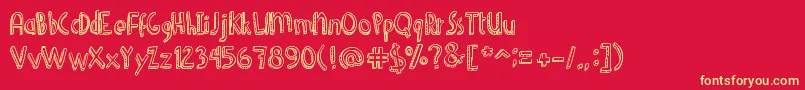 More about DenneShuffleEuroHollow Font DenneShuffleEuroHollow Font – Yellow Fonts on Red Background