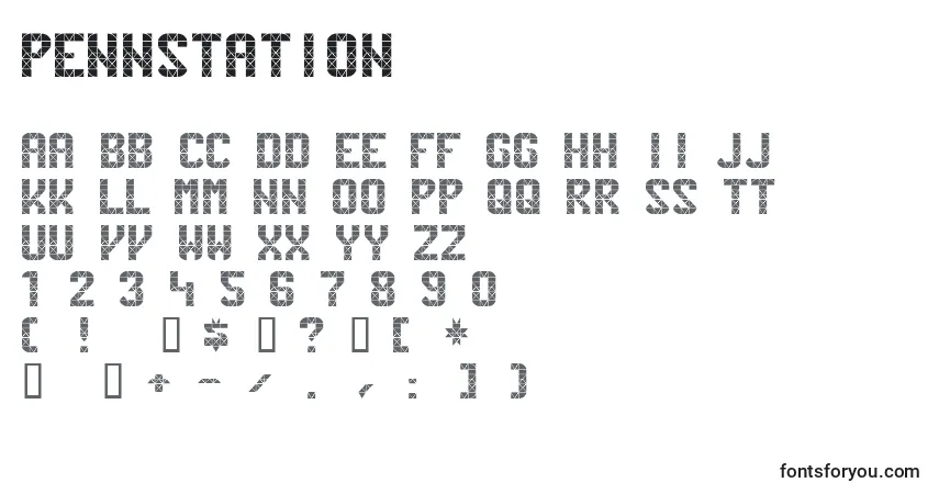 Schriftart Pennstation – Alphabet, Zahlen, spezielle Symbole