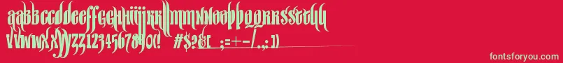 フォントSirWilliamHyperbold – 赤い背景に緑の文字
