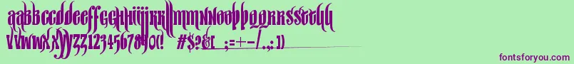 SirWilliamHyperbold-fontti – violetit fontit vihreällä taustalla