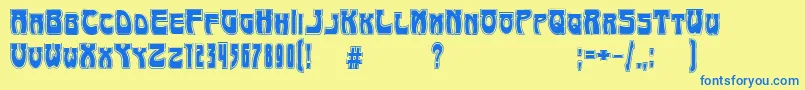 ArtNouveau1895Contour Font – Blue Fonts on Yellow Background