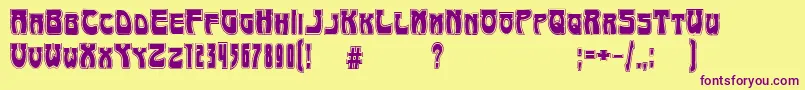ArtNouveau1895Contour Font – Purple Fonts on Yellow Background