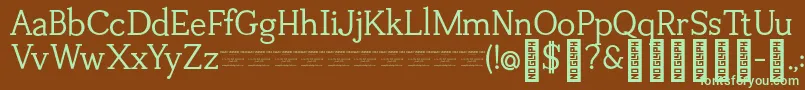 TuganoDemo-fontti – vihreät fontit ruskealla taustalla