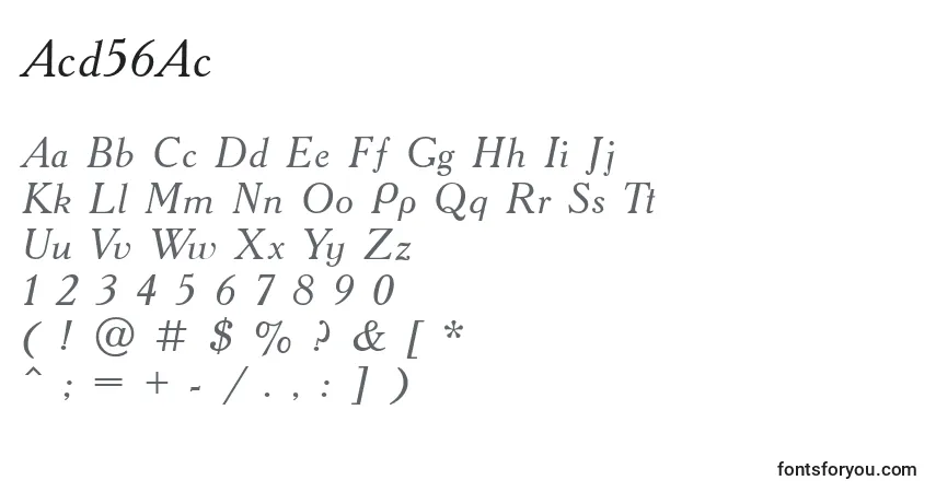 Czcionka Acd56Ac – alfabet, cyfry, specjalne znaki
