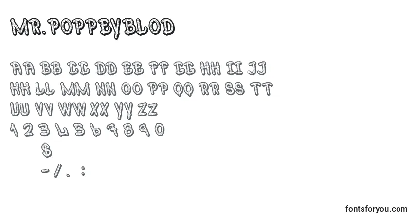 Schriftart Mr.PoppeyBlod – Alphabet, Zahlen, spezielle Symbole