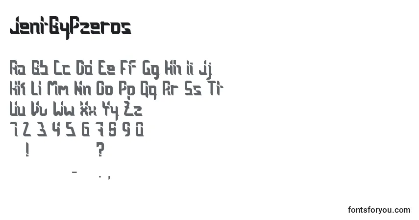 A fonte JentByPzeros – alfabeto, números, caracteres especiais