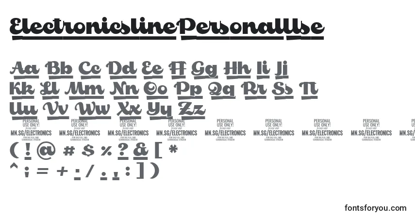 Czcionka ElectronicslinePersonalUse – alfabet, cyfry, specjalne znaki