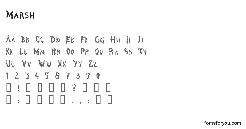 Marsh-fontti – aakkoset, numerot, erikoismerkit