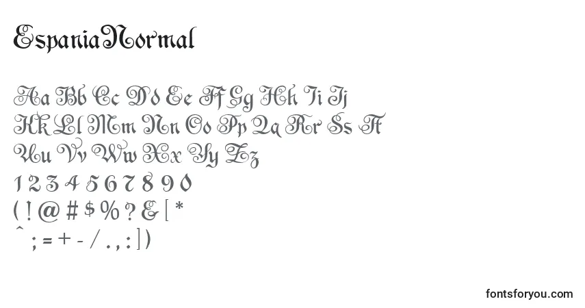 A fonte EspaniaNormal – alfabeto, números, caracteres especiais