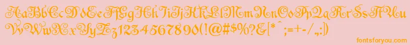 EspaniaNormal-Schriftart – Orangefarbene Schriften auf rosa Hintergrund