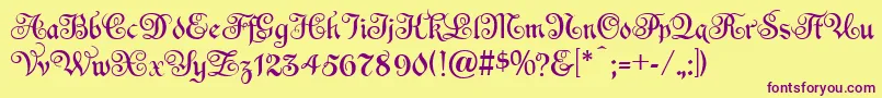 EspaniaNormal Font – Purple Fonts on Yellow Background