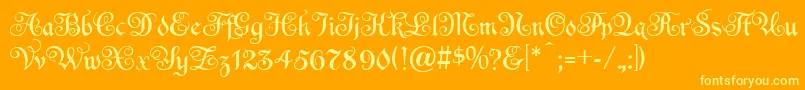 EspaniaNormal-Schriftart – Gelbe Schriften auf orangefarbenem Hintergrund