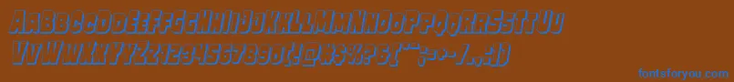 Fonte Mindlessbrute3Dital – fontes azuis em um fundo marrom