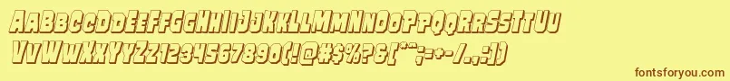 フォントMindlessbrute3Dital – 茶色の文字が黄色の背景にあります。