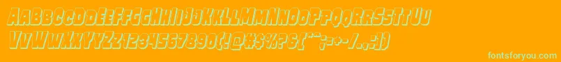 Mindlessbrute3Dital-fontti – vihreät fontit oranssilla taustalla