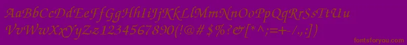 ItcZapfChanceryCeMediumItalic Font – Brown Fonts on Purple Background