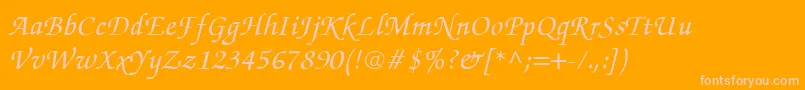 ItcZapfChanceryCeMediumItalic-Schriftart – Rosa Schriften auf orangefarbenem Hintergrund