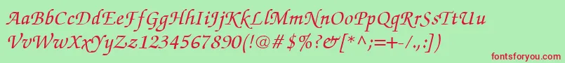 ItcZapfChanceryCeMediumItalic Font – Red Fonts on Green Background