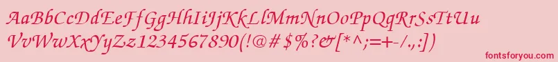 ItcZapfChanceryCeMediumItalic-Schriftart – Rote Schriften auf rosa Hintergrund