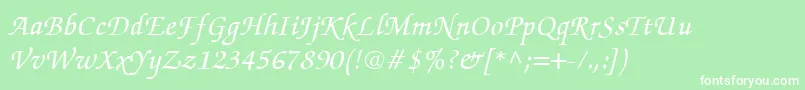 ItcZapfChanceryCeMediumItalic Font – White Fonts on Green Background