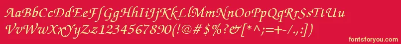 ItcZapfChanceryCeMediumItalic Font – Yellow Fonts on Red Background