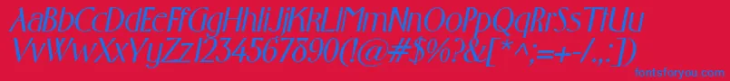 GabrielBolditalic Font – Blue Fonts on Red Background