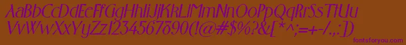 GabrielBolditalic Font – Purple Fonts on Brown Background